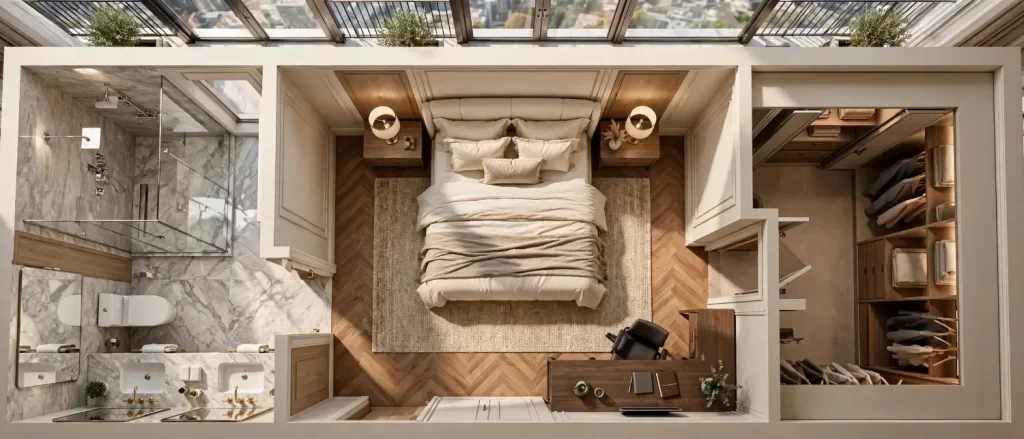 3d-floor-plan-rendering-for-hotels-guest-room-top-view