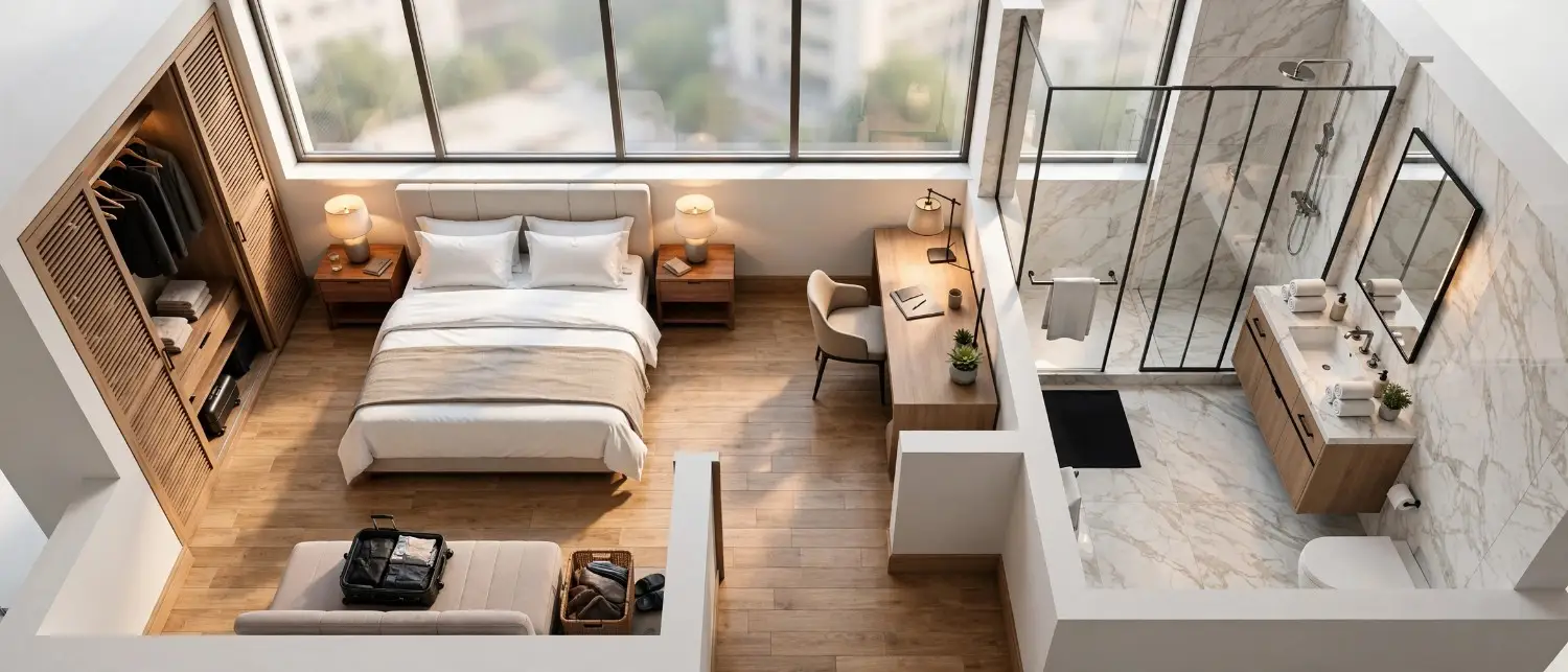 3d-floor-plan-rendering-for-hotels-luxury-guest-room-with-bathroom