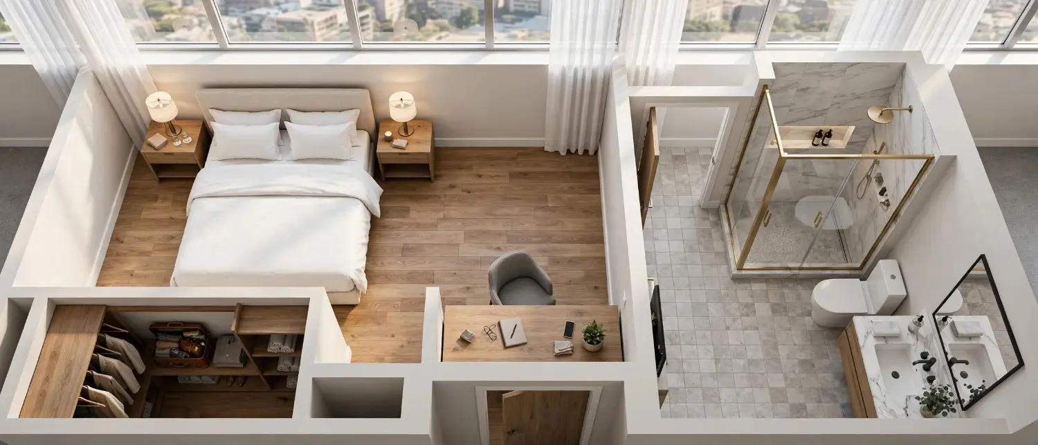 3d-floor-plan-rendering-for-hotels-standard-guest-room-layout
